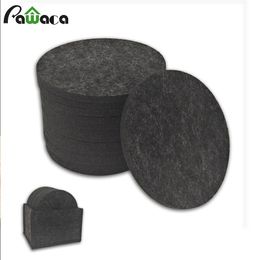 drink pads UK - Mats & Pads 14PCS Felt Coasters Set For Drink Cup Insulation Pad With Storage Box Table Mat Round Desktop Home Decoration