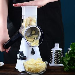 3 In 1 Multi-function Drum Cutter Slicer Rotary Grater Food Processor For Carrot Cheese Vegetable Shredder Chopper Kitchen Tool 210319