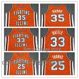 35 STEPHEN BARDO 25 DEON THOMAS 33 KENNY BATTLE Fighting Illinois College Orange Basketball Jerseys Custom Any Number Name