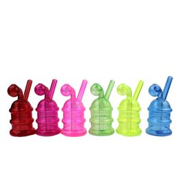 4. 6 Inches Tall Coloured Skull Glass Hookah Shisha Dab Rig Water Smoking Pipes Portable Bubbler Oil Burner Pipe