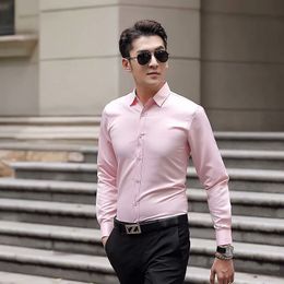 White Shirts for Men Long Sleeve Casual Slim Mens Shirt Spring Autumn Business Work Chemise Homme Wedding Solid Dress Camisas 210524