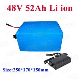 GTK Customised 48v 52ah li ion battery pack Lithium battery with BMS for 2000w 1500w Electric bike scooter motor+5A Charger