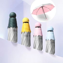 Mini Pocket Umbrella Women Titanium Silver Glue UV Small Umbrellas Rain Women Waterproof Men Sun Parasol Convenient Girls Travel