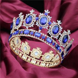 Baroque Queen King Bride Tiara Crown For Women Headdress Prom Bridal Wedding Accessories Tiaras and Crowns Hair Jewellery Pageant X0726