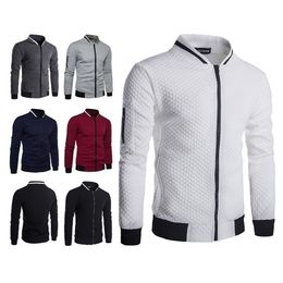 Men's Casual Plaid Cardigan Sweatshirts Style Zipper Stand Collar Sport Coats Autumn Winter Long Sleeve Hooded Jacket 211014