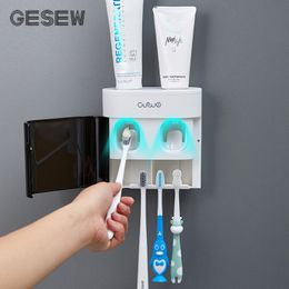 GESEW Automatic Toothpaste Squeezer Multifunction Toothpaste Dispenser Magnetic Toothbrush Holder Toilet Bathroom Accessories 210322