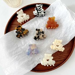 New acetate plate bear hairpin leopard cow small grab cute girl braided hairpin headpiece