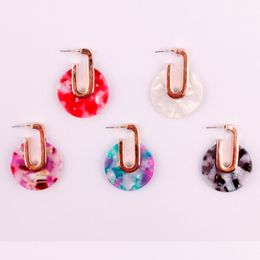 Fashion Round Acetate Resin Acrylic Earrings Women Circle Hoop Pendientes Designer Jewellery Wholesale & Huggie