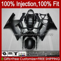 Injection Mold Fairings For KAWASAKI NINJA ZX-6R ZX-636 ZX 6R 600 CC 6 R ZX636 03-04 Bodywork 8No.9 ZX 636 600CC ZX6R 03 04 ZX600C ZX600 2003 2004 OEM Bodys matte black