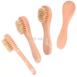 DHL Face Cleansing Brush for Facial Exfoliation Natural Bristles Exfoliating Brushes for Dry Brushing Wooden Handle EE