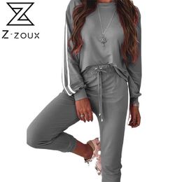 Women Sets Pants Loose Casual Long Sleeve Sweatshirts Drawstring Sweatsuits Two Piece Top And 210513