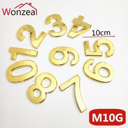 10cm 0123456789 ABS Plastic Door Plate Modern Address Plaque Number House El Digits Sticker Sign Golden Colour Other Hardware