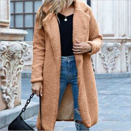 2021 Autumn Long Winter Coat Woman Faux Fur Coat Women Warm Ladies Fur Teddy Jacket Female Plush Teddy Coat Plus Size Outwear Y0829