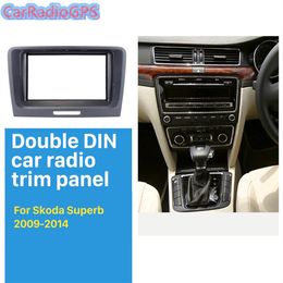Nice Double Din Car Radio Fascia for 2009 2010 2011-2014 Skoda Superb Dash CD DVD Frame Surround Panel Fitting Adaptor