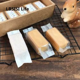 LBSISI Life 100pcs Flat Food Plastic Bags Paper Box Pineapple Cake Nougat Candy Energy Cheese Food Package Bags Bottom 211108