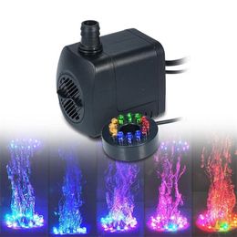 Aquarium Water Pump Ultra-Quiet Fish Tank Water Fountains 600L/H Aquarium Water Submersible Pump with 2 Nozzles Y200922