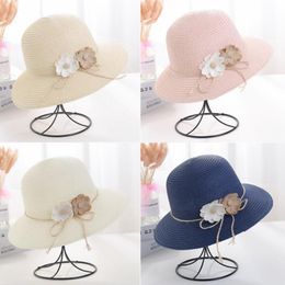 Berets Headwear Simple Sweat-absorbent Windproof Rope Straw Hat Sweet Beach Dome For