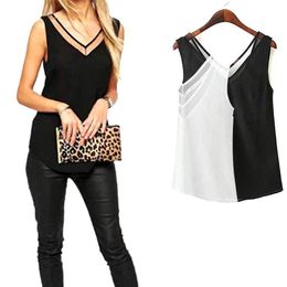 Newly Fashion Chiffon Slim Loose V-Neck SleevelVest Shirt Blouse Tops For Women Girls CLA88 X0507