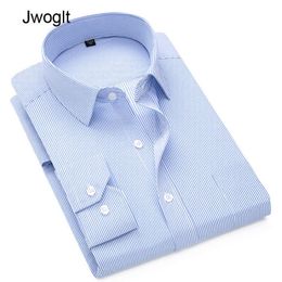 Men's Shirts Casual Business Button Down Long Sleeve Striped Men Dress Shirts Social White Blouse Men 4XL 5XL 210528