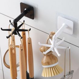 rotating utensil holder UK - 1pc Adjustable Rotating Hooks Cabinet Utensil Holder Wall-mounted Utensils Hanger Kitchen Rack With 6 Removable Organizer & Rails