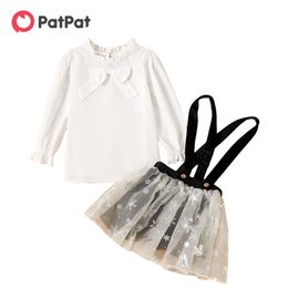 Arrival Spring and Summer Toddler Girl Bow-knot Top Skirt Set Kids Dress Sets Children's Clothing 210528