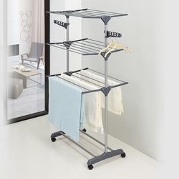 Towel Racks Minimalism Type Floor Clothes Hanger Multi-storey Fold Bathroom Storage Airfoil Three Layers Holder Accessories