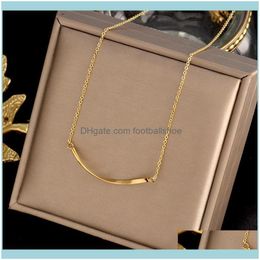 Necklaces & Pendants Jewelrycolorfast Stainless Steel Necklace Fashionable Charm Curved Simple Pendant Clavicle Chain Give Women Jewelry Gif