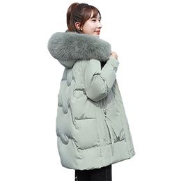 Fur collar Down jacket female long thickening clothes han edition easy leisure ins wind winter jacket 823 211108