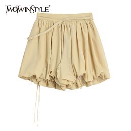 Casual Solid Short For Women Elastic High Waist Patchwork Ruched Loose Shorts Females Summer Fashion Clothing Style 210521