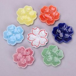 Chopsticks Ceramic Colourful Sakura Blossoms Holder Spoon Fork Chopstick Rest Stand Kitchen Tools Tableware