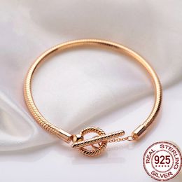 Pulseira de ouro rosa 2021 prata esterlina 925 Moments fecho leque rosa corrente cobra ajuste pandora charme presente feminino