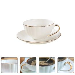 Cups & Saucers 1 Set Coffee Cup With Saucer Bone Porcelain Mug Tea And Kit