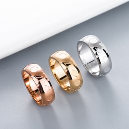 Women Flower Letter Finger Ring with Stamp Silver Gold Rose Letters Rings for Gift Party Fashion Jewelry