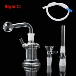 Mini 10mm 14mm Glass Hookah TWO USE Clear Smoking Pipe Small Bong Smoke Shisha Diposable Ash Catchers Percolater Bubbler Glass Water Pipes Oil Burner Tobacco Bowl