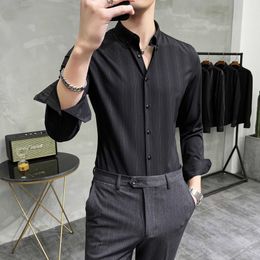 High Quality Business Shirt Men Slim Fit Long Sleeve Casual Shirt Office Work Wedding Dress Clothing Social Party Blouse Camisas 210527