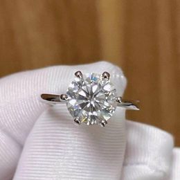 Cluster Rings High Quality 3CT 9MM Real Moissanite Ring Color D-F Vvs Diamonds Adjustable Resizable 925 Silver For Women Party Girls