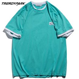 Hip Hop Solid Colour T-Shirt Men Ragged Ripped Tshirt Harajuku Cotton Summer Short Sleeve T Shirt Loose Casual Shirt Tops 210601