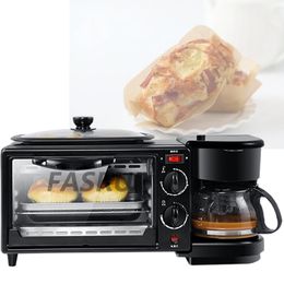 Electric 3 In 1 Household Breakfast Machine Mini Bread Toaster Baking Oven Omelette Fry Pan Hot Pot Boiler Food Steamer