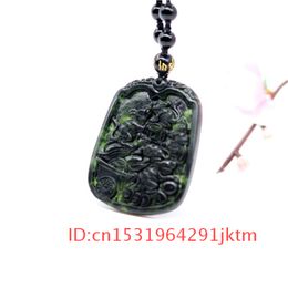 Green Obsidian Accessories Jewellery Chinese Gifts Natural Necklace Mouse Pendant Men Amulet Jade for Black Charm Hand-Carved