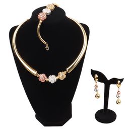 Earrings & Necklace Trendy Hollow Flowers Jewelry Set Nigerian Woman Wedding African Earing Fashion Dubai Copper Gold Color Bridal Gift