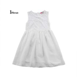Kids Girls Toddler Baby White Lace Princess Lace Floral Party Dresses Mini Sundress Clothes 2-11Y Q0716