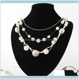 Necklaces & Pendants Jewelrysweet Multi-Layers Artificial Pearl Choker Necklace Fashion Hand Made White Beaded Button Jewellery For Women Chok