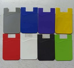 DHL300pcs Cell Phone Cases Single Sided Blank Silicone Card Holder Mobile Wallet for Universal