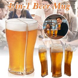 Beer Glasses Mug Cup 4 in 1 Separable Easy to Carry for Bar Party Home JXW909