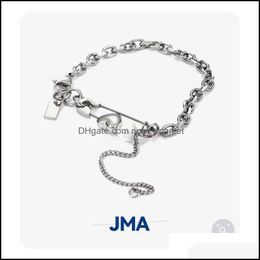 Charm Bracelets Jewellery Jma Niche Designer Basic Pin Shape Bracelet Female Couple Hip Hop Street Style Love Shell Bead Drop Delivery 2021 Ty