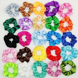 Fashion Solid Color Silk Scrunchies Elastic Hair Rubber Bands Hairs Ropes Ties Gum For Women Accessories 50pcs