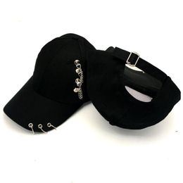 Creative Street Piercing Ring Baseball Cap Punk Hip Hop Caps Cotton Adult Casual Solid Adjustable Unisex Snapback