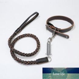 High Quality PU Leather Large Dog Leashes Pet Traction Rope Collar Set For Big Dogs Collars Leash &