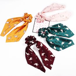 Fashion Large Silk Scarf Sweet Bow Hair Scrunchies Women Hair Tie Head Rope Rubber Bands Ponytail Holder Hair Accessories