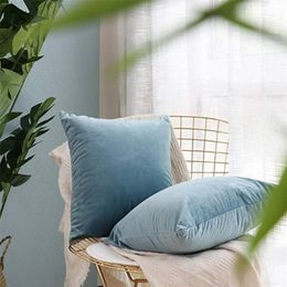 -60x60 veludo travesseiro sofá almofada capa sólida cor encosto de cabeceira casa sala de estar plush travesseiro ins 210907
